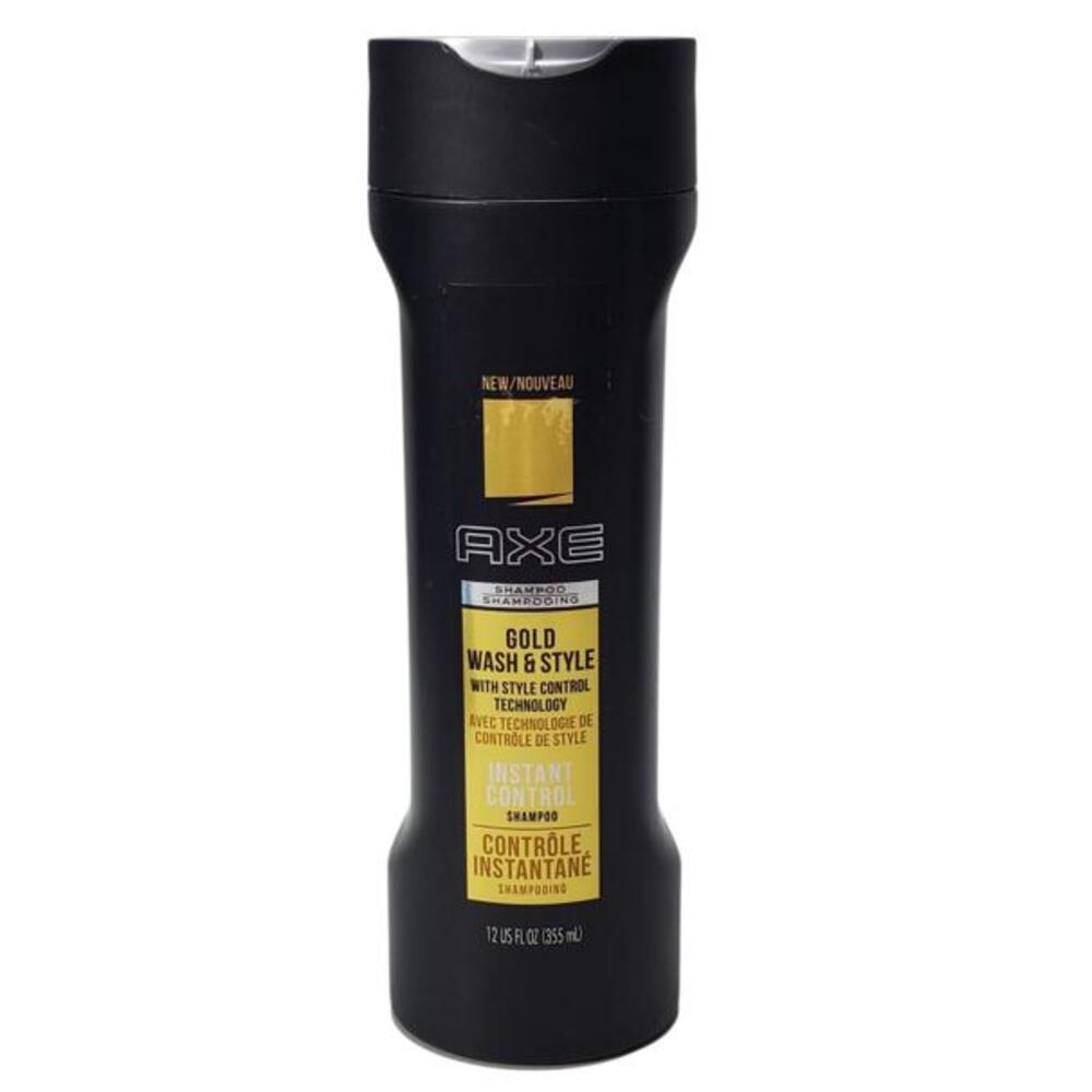 Axe Gold Wash & Style Instant Control Technology Shampoo 12 oz Mens Hair Shampoo